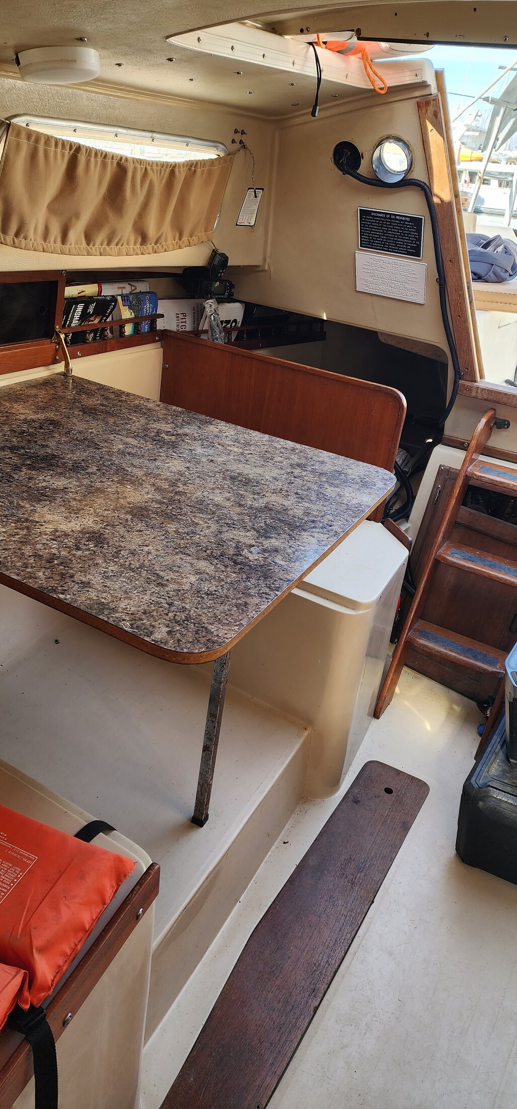 Cabin settee and dining table