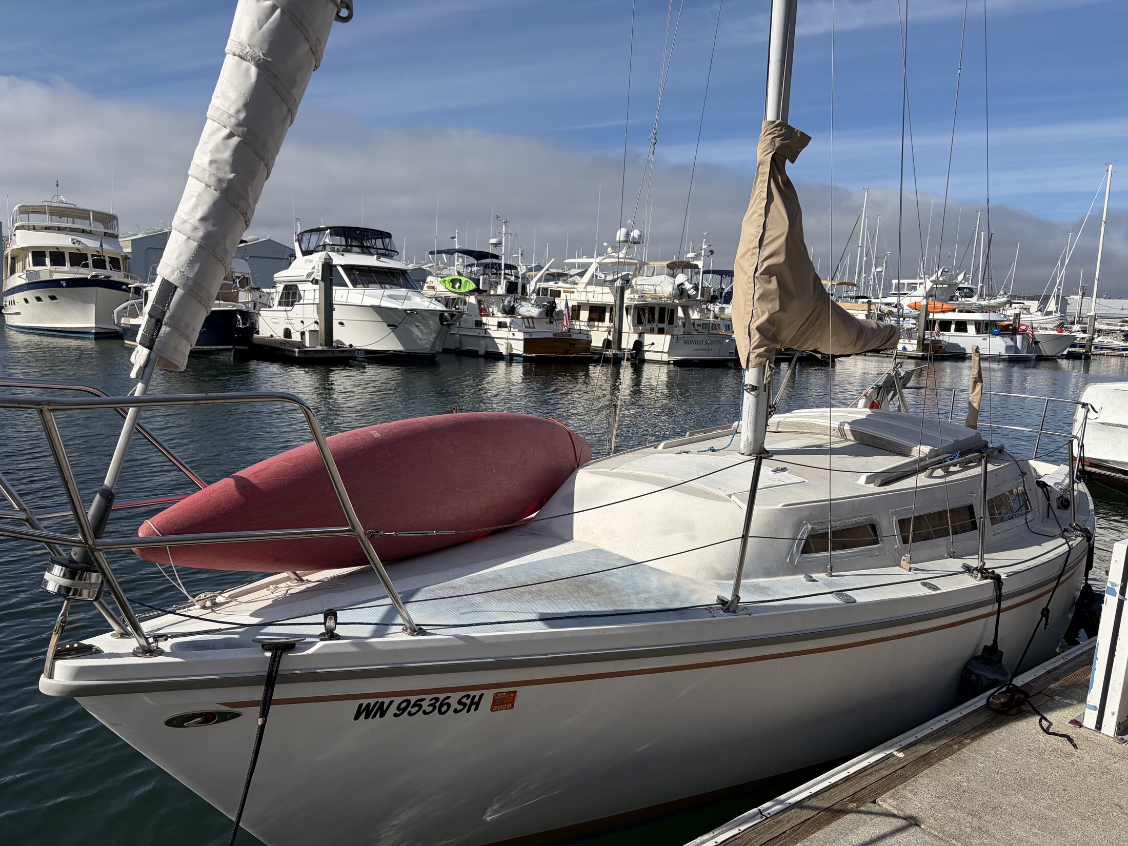 Catalina 27 sailboat afloat at the dock in Bellingham