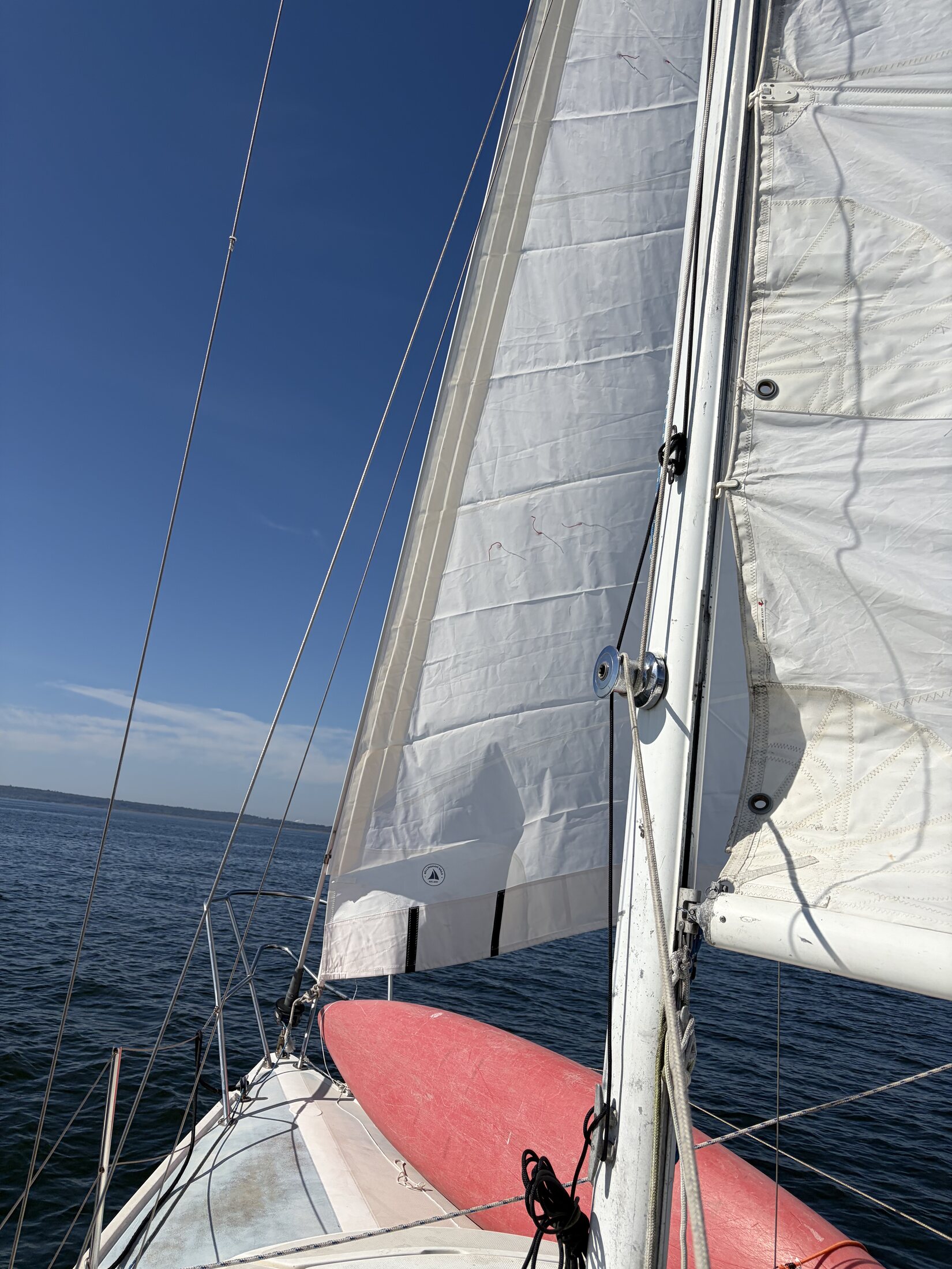Close view looking up the new genoa